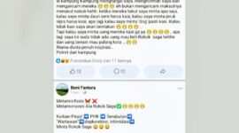 Hasil Tangkapan Layar Postingan Akun Facebook Boni Fantura. 