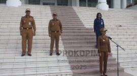 Wakil Bupati Kupang, Aurum Titu Eki, Pimpin Apel Kekuatan, Singgung Soal THR. (Foto: Prokopim Kabupaten Kupang)