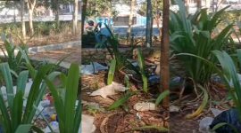 Kondisi Taman Kota di Labuan Bajo Dipenuhi Sampah