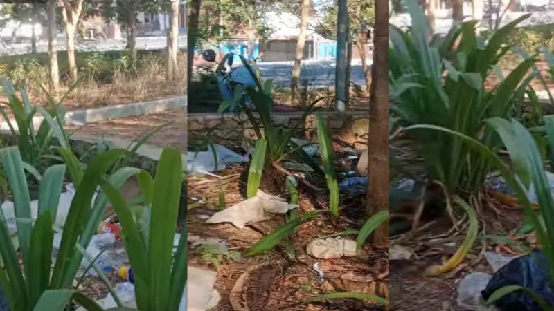 Kondisi Taman Kota di Labuan Bajo Dipenuhi Sampah