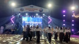 Sanggar Budaya Congkar asal Manggarai Timur memeriahkan perayaan syukur Yubileum 150 Tahun Serikat Sabda Allah (SVD) dengan menampilkan tari Danding.