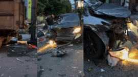 Mobil Tabrak Truk Sampah di Jalan Soekarno-Hatta Labuan Bajo