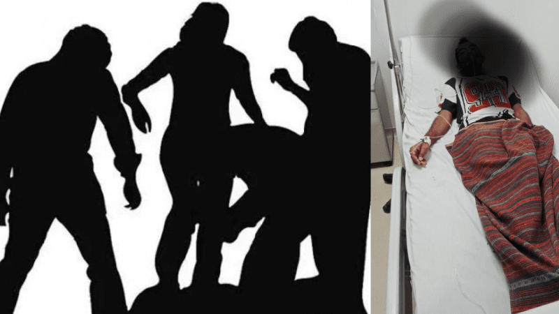 Kolase Foto: Kiri (Ilustrasi Pengeroyokan) - Kanan (Kondisi Korban di RSUD Komodo)